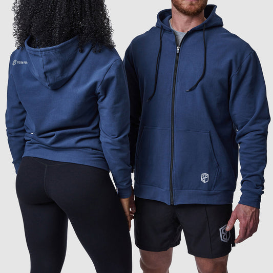 Zip Up Unmatched Unisex Hoodie (Navy)