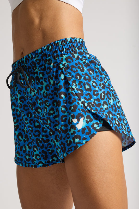 VOXY 2 in 1 Racer Shorts (Blue Leopard)