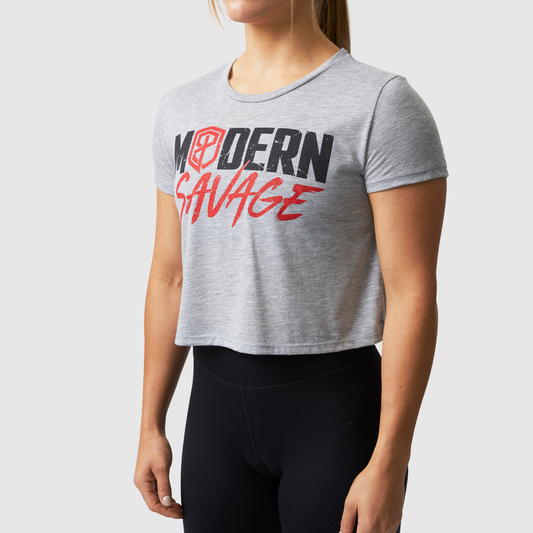 Modern Savage Crop Tee (Heather Grey)
