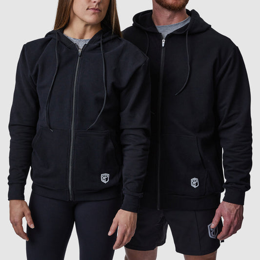 Zip Up Unmatched Unisex Hoodie (Black)